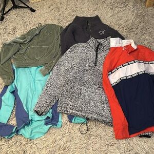 Lot of 9 VS Pink tops, sweatshirts, and fleeces